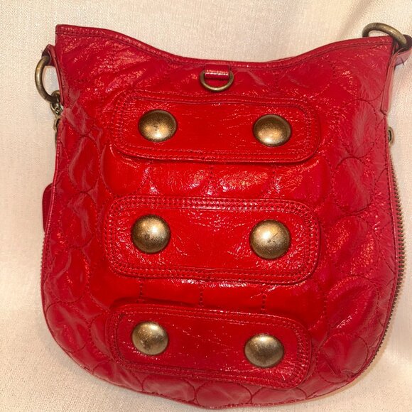 Vintage Y2K Cynthia Rowley Red Quilted Patent Shoulder Bag - Picture 8 of 12